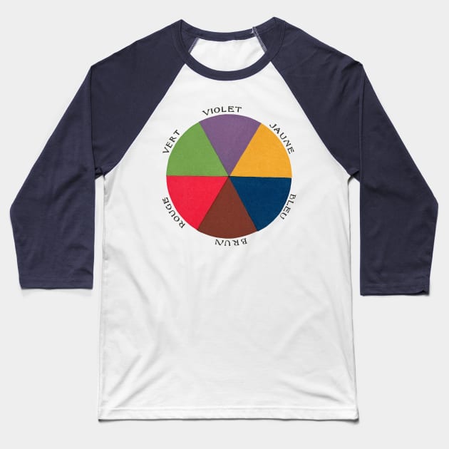 Vintage French Color Wheel Illustration Art Baseball T-Shirt by CultOfRomance